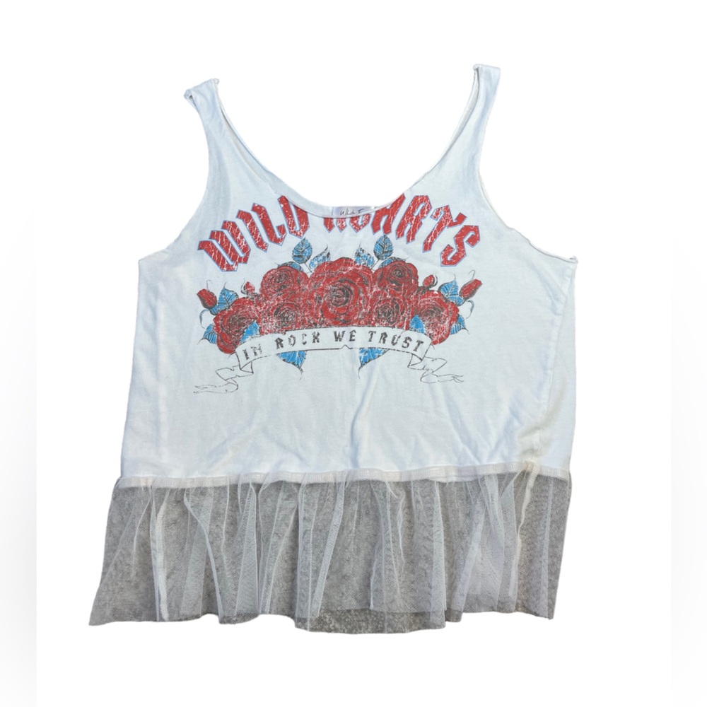 White Fawn Graphic Tank Top Womens Large White